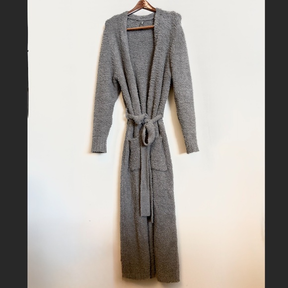 Skims knit fuzzy grey long robe size s/m (unisex) - Picture 1 of 12